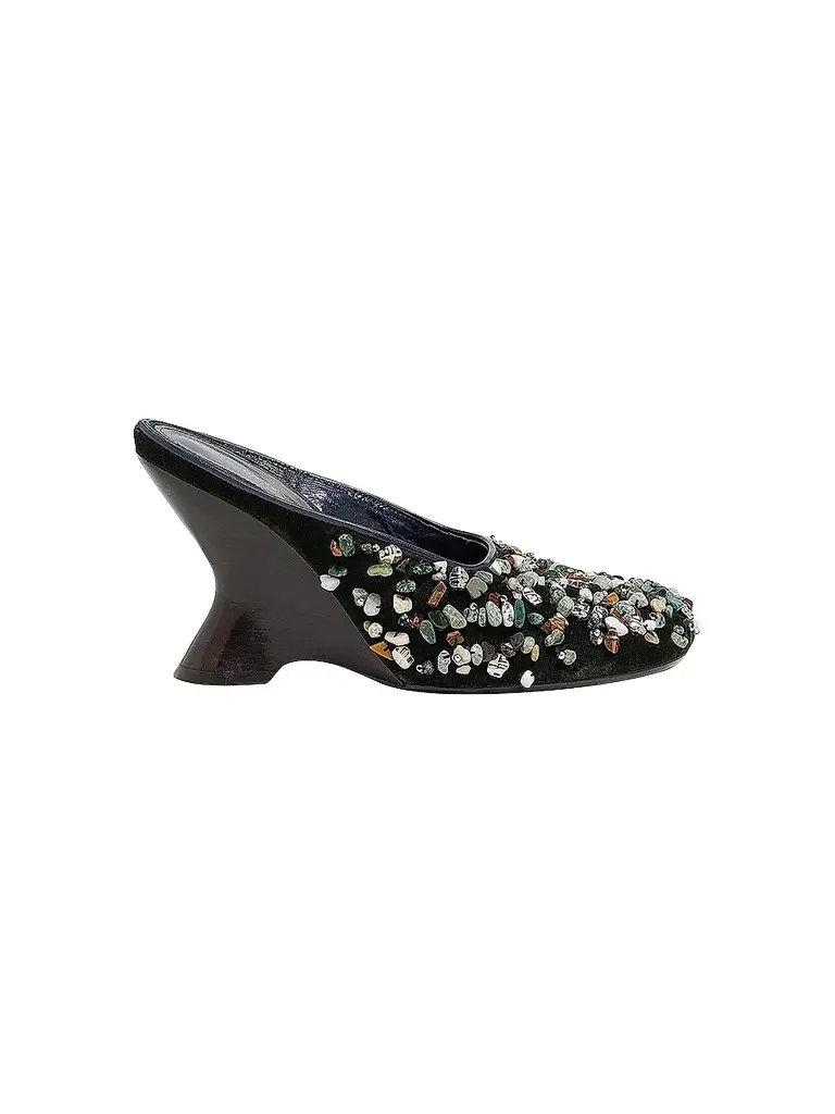 Dries Van Noten Women's 90MM Stone-Embellished Velvet Mules