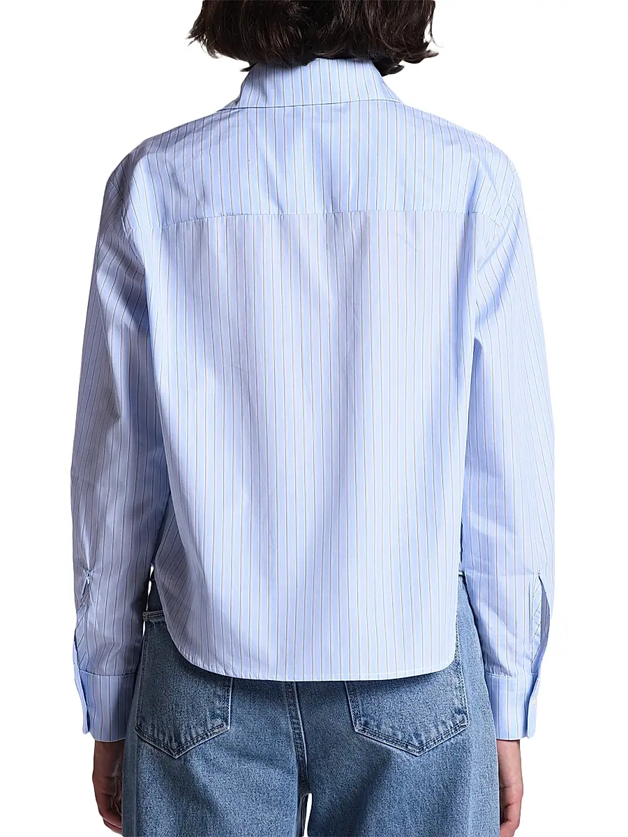CISSA Women's The Belle Striped Button-Front Shirt - Blue | Thumbnail 4 CISSA Women's The Belle Striped Button-Front Shirt - Blue | Thumbnail 4