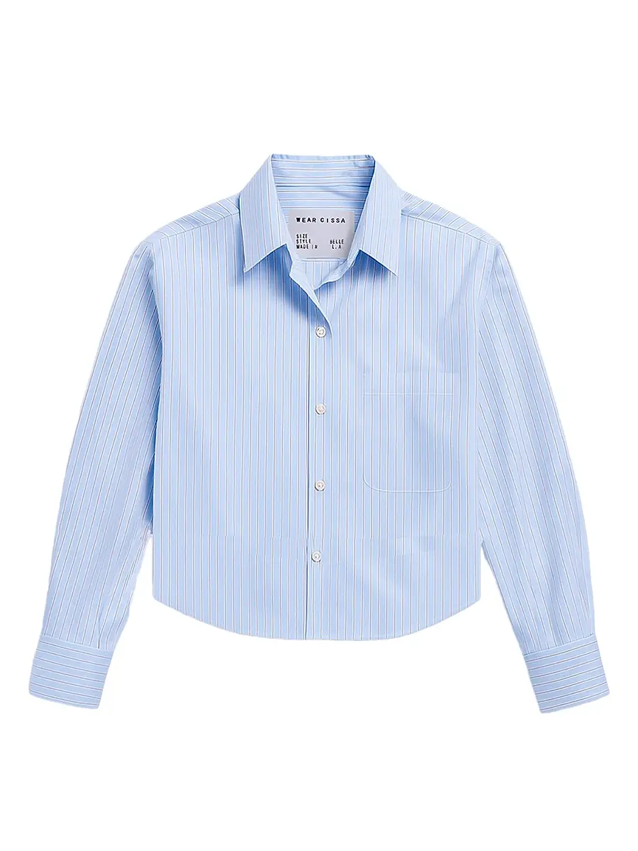 CISSA Women's The Belle Striped Button-Front Shirt - Blue | Image 1 CISSA Women's The Belle Striped Button-Front Shirt - Blue | Image 1