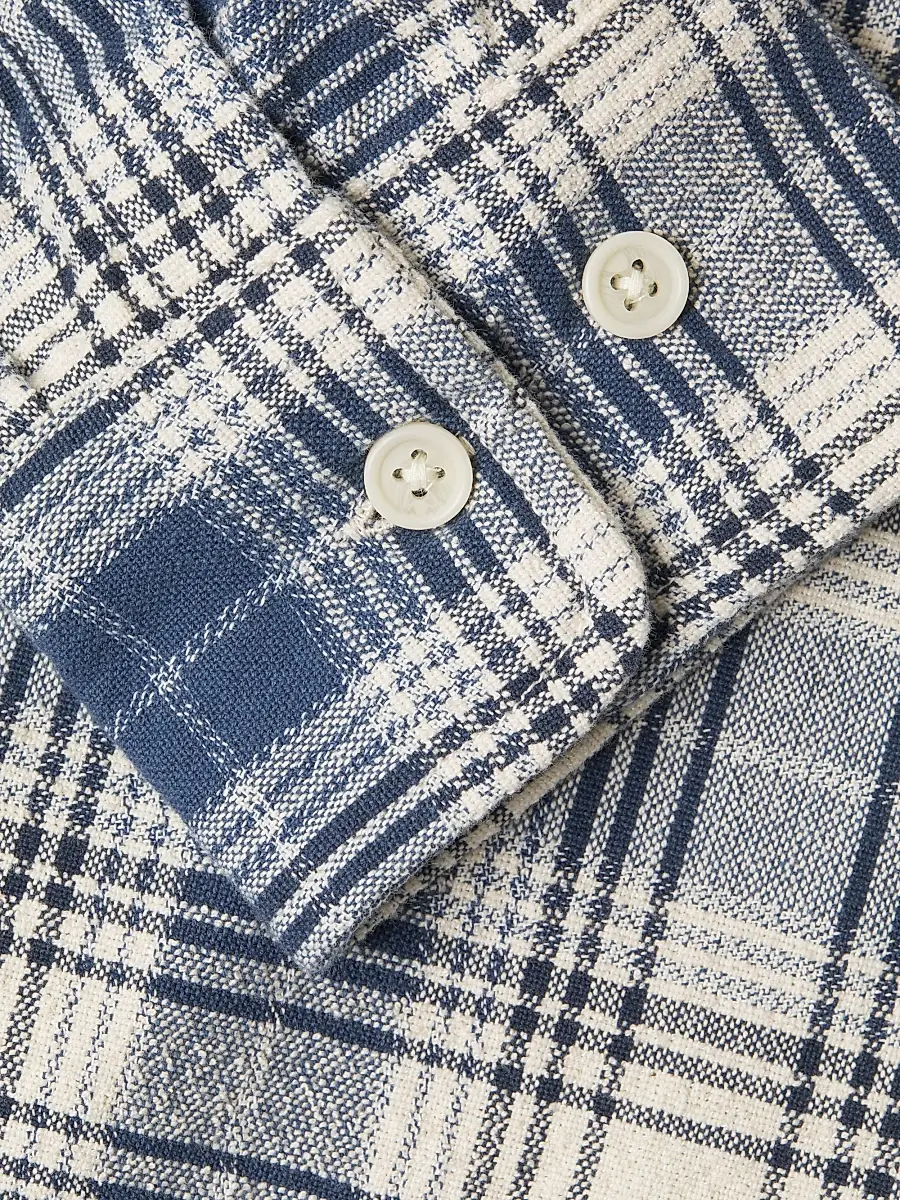 Corridor Men's Equinox Plaid Cotton Button-Front Shirt - Navy | Thumbnail 6 Corridor Men's Equinox Plaid Cotton Button-Front Shirt - Navy | Thumbnail 6