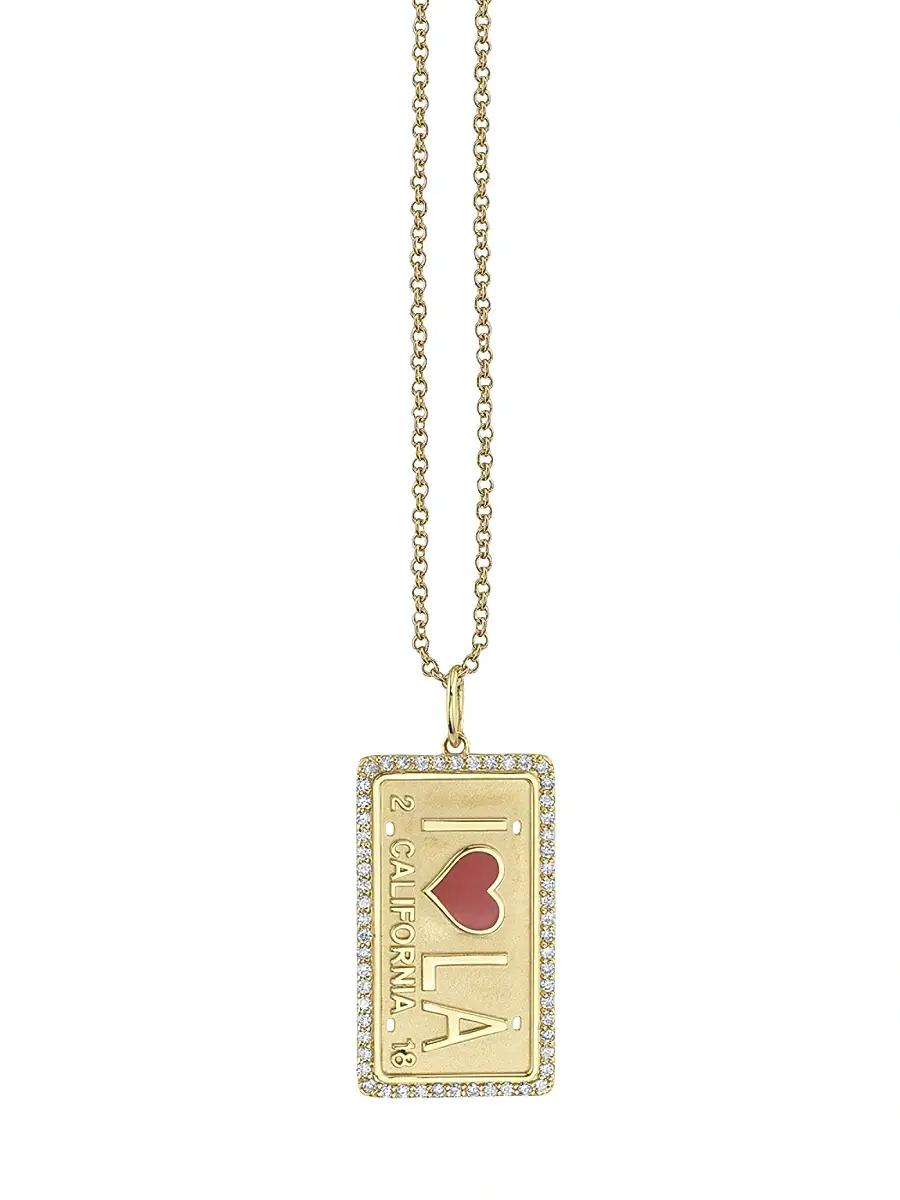 Sydney Evan Women's "I Heart LA" 14K Yellow Gold, Enamel & 0.15 TCW Diamond Pendant Necklace