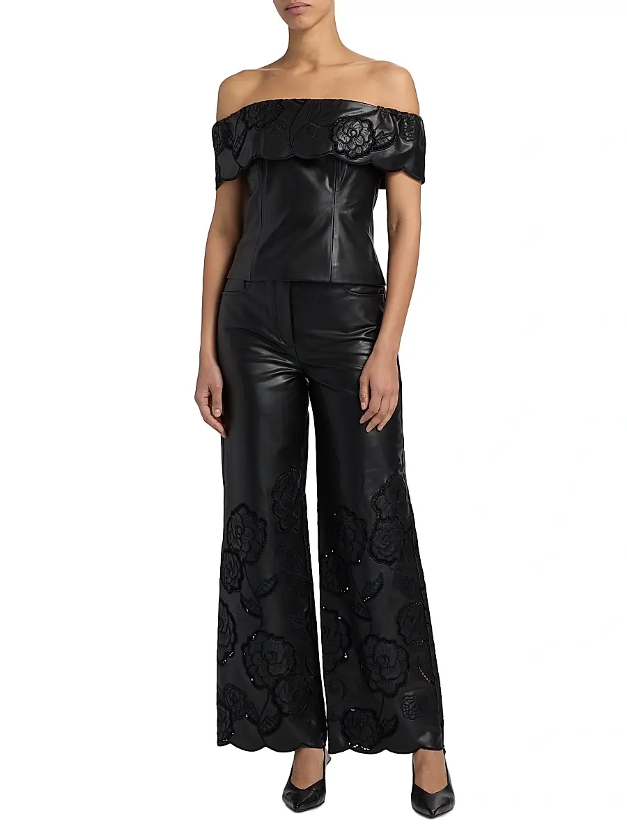 Toccin Women's Mariana Faux-Leather Off-the-Shoulder Top | Thumbnail 2 Toccin Women's Mariana Faux-Leather Off-the-Shoulder Top | Thumbnail 2