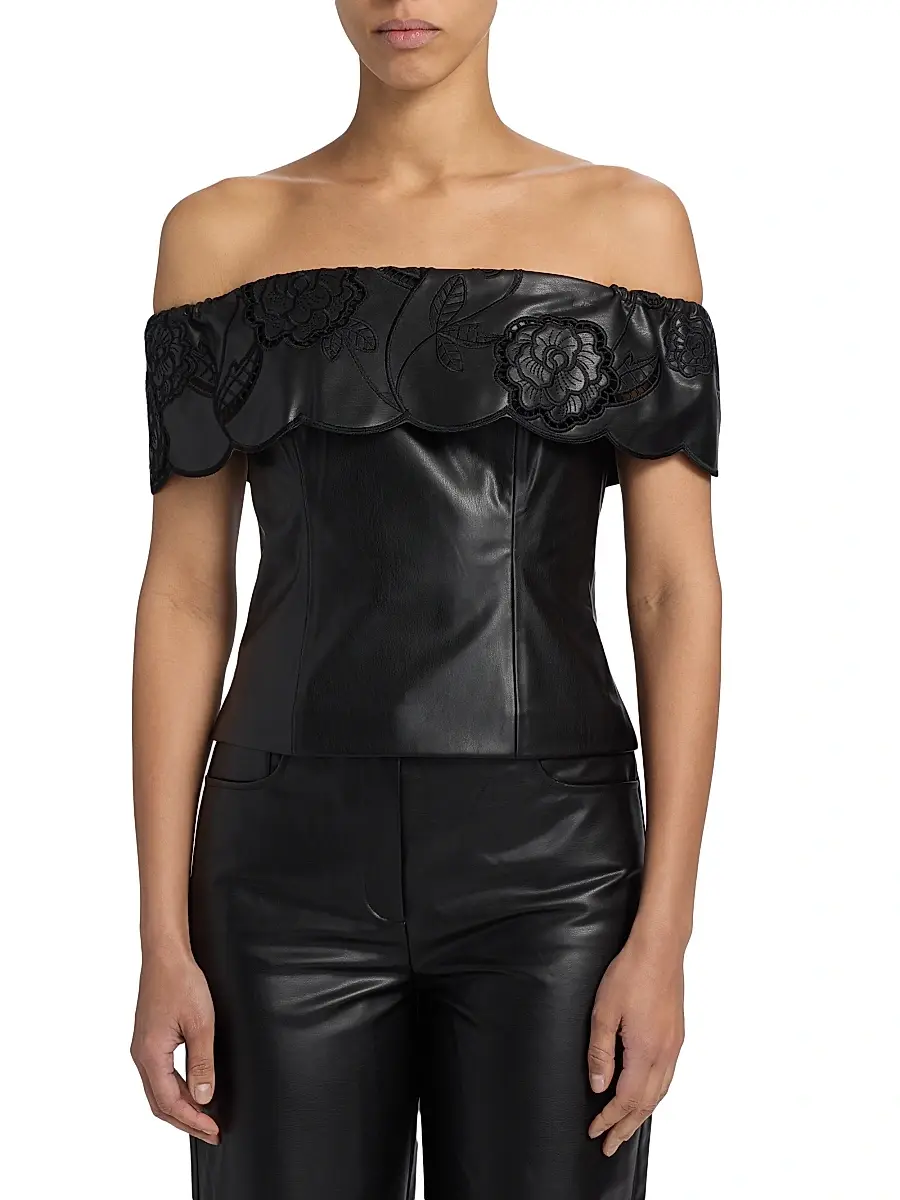 Toccin Women's Mariana Faux-Leather Off-the-Shoulder Top | Thumbnail 3 Toccin Women's Mariana Faux-Leather Off-the-Shoulder Top | Thumbnail 3