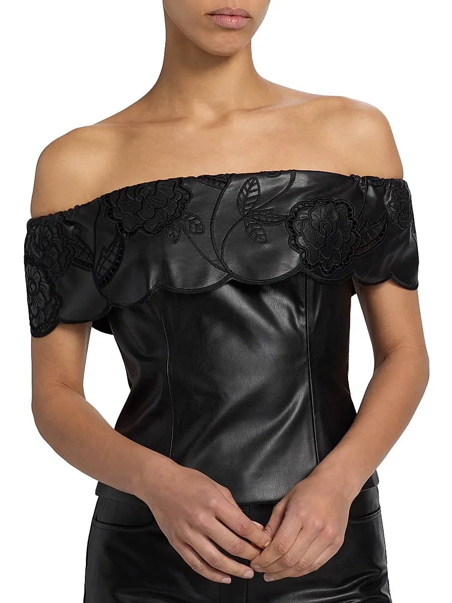 Toccin Women's Mariana Faux-Leather Off-the-Shoulder Top | Thumbnail 6 Toccin Women's Mariana Faux-Leather Off-the-Shoulder Top | Thumbnail 6