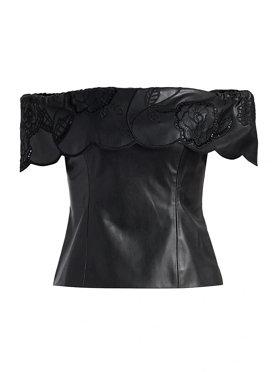 Toccin Women's Mariana Faux-Leather Off-the-Shoulder Top