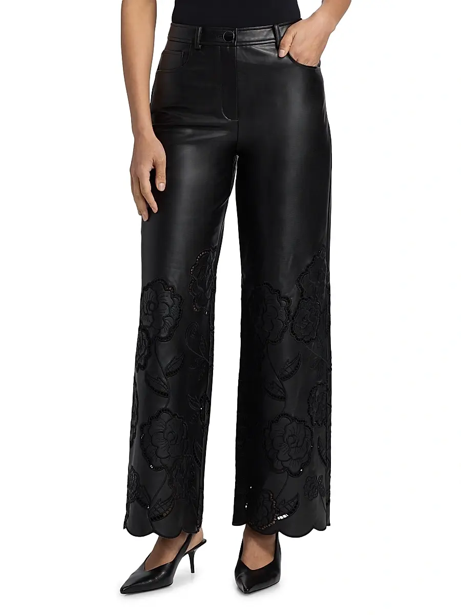 Toccin Women's Shawn Embroidered Faux-Leather Straight-Leg Pants | Thumbnail 3 Toccin Women's Shawn Embroidered Faux-Leather Straight-Leg Pants | Thumbnail 3
