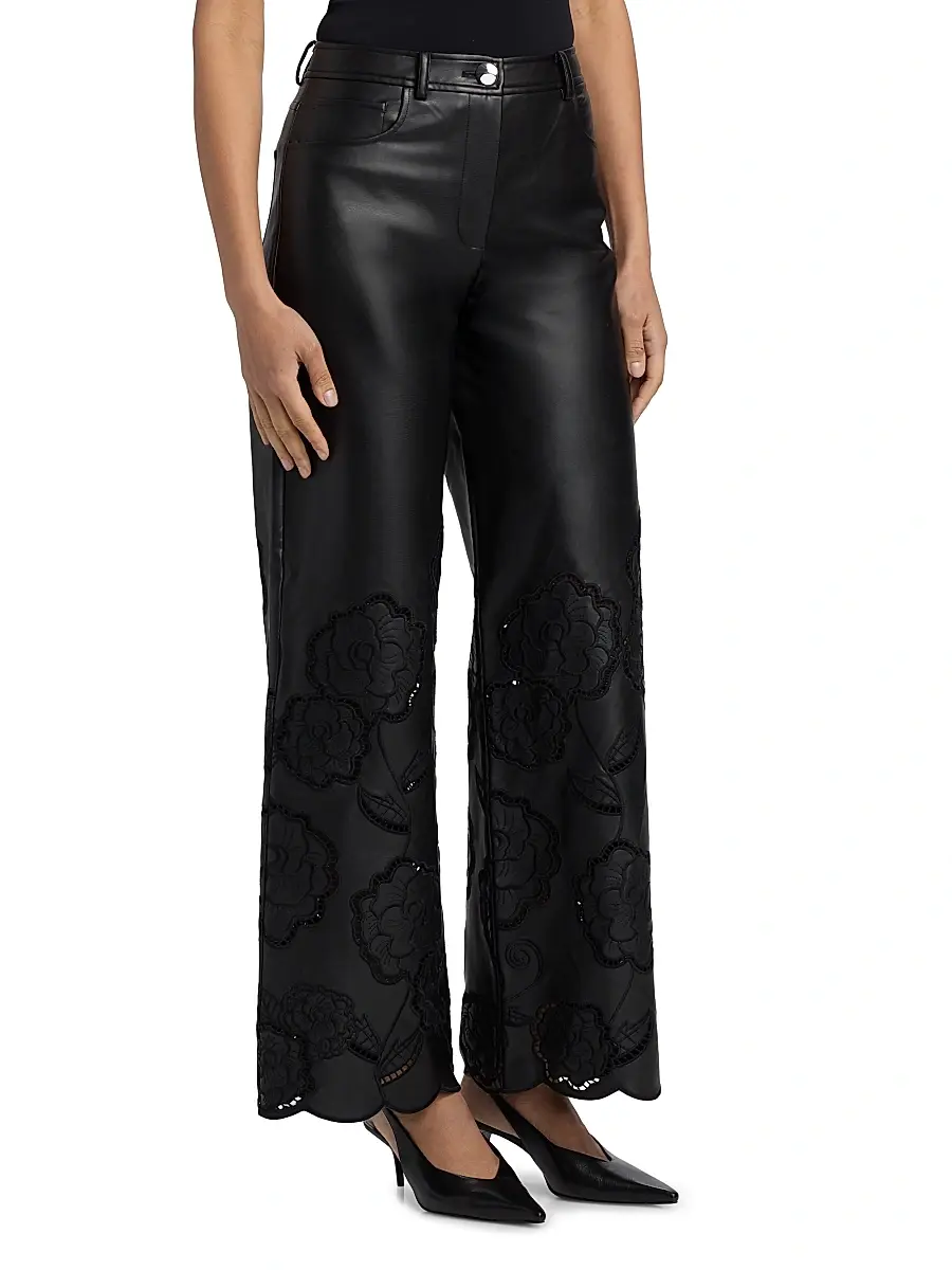 Toccin Women's Shawn Embroidered Faux-Leather Straight-Leg Pants | Thumbnail 4 Toccin Women's Shawn Embroidered Faux-Leather Straight-Leg Pants | Thumbnail 4
