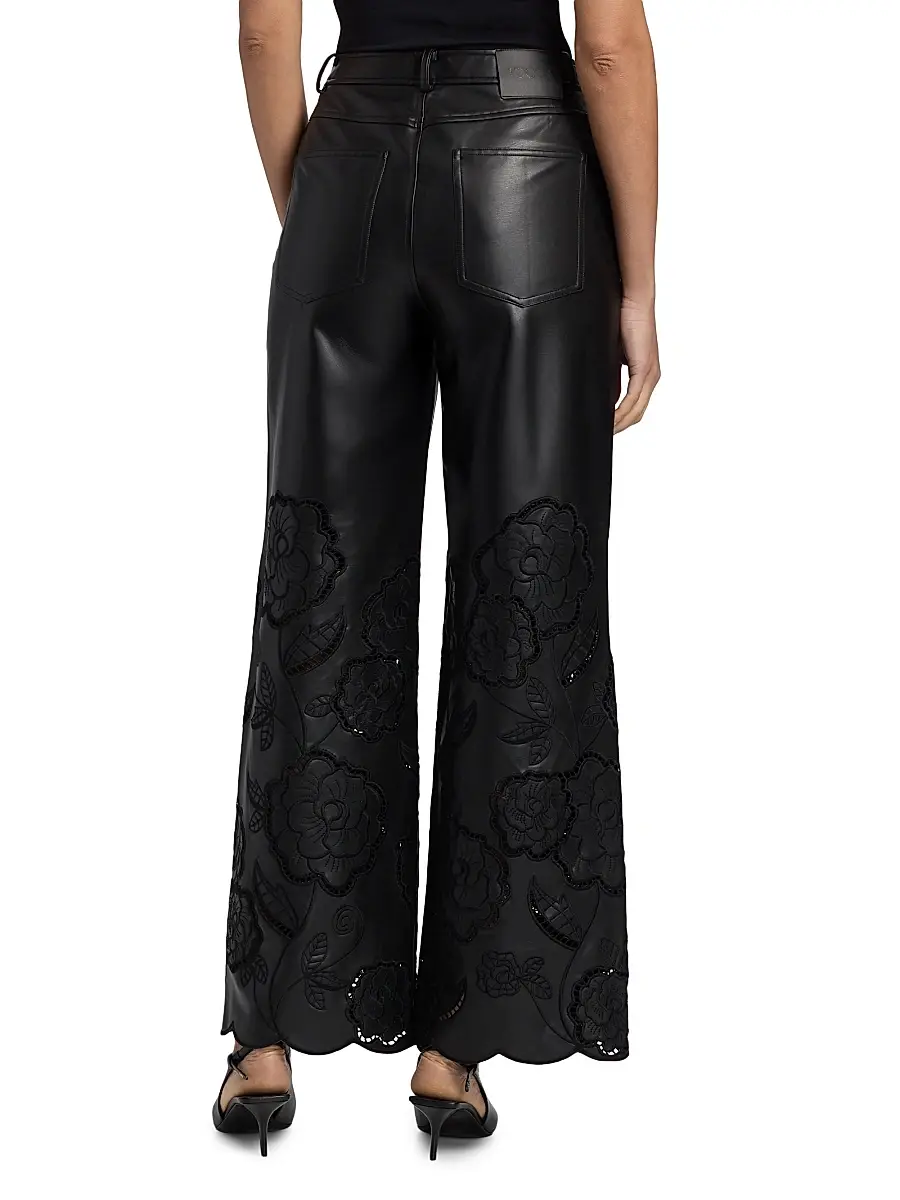 Toccin Women's Shawn Embroidered Faux-Leather Straight-Leg Pants | Thumbnail 5 Toccin Women's Shawn Embroidered Faux-Leather Straight-Leg Pants | Thumbnail 5