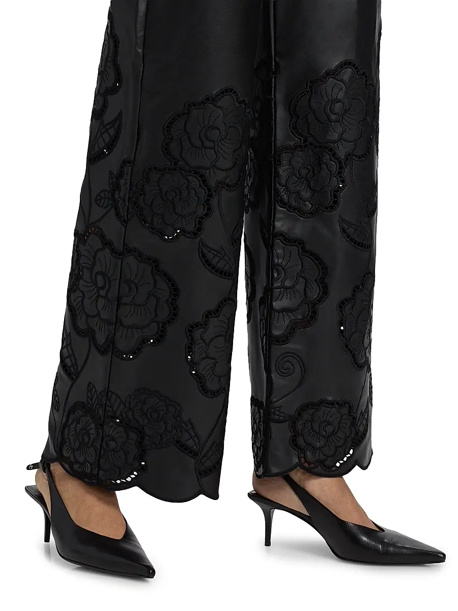 Toccin Women's Shawn Embroidered Faux-Leather Straight-Leg Pants | Thumbnail 6 Toccin Women's Shawn Embroidered Faux-Leather Straight-Leg Pants | Thumbnail 6