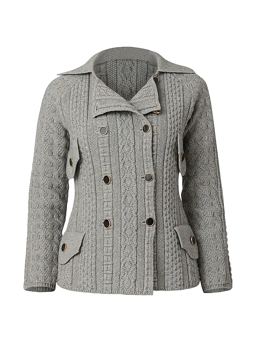 Shoshanna Women's Wes Knit Double-Breasted Jacket - Grey | Image 1 Shoshanna Women's Wes Knit Double-Breasted Jacket - Grey | Image 1