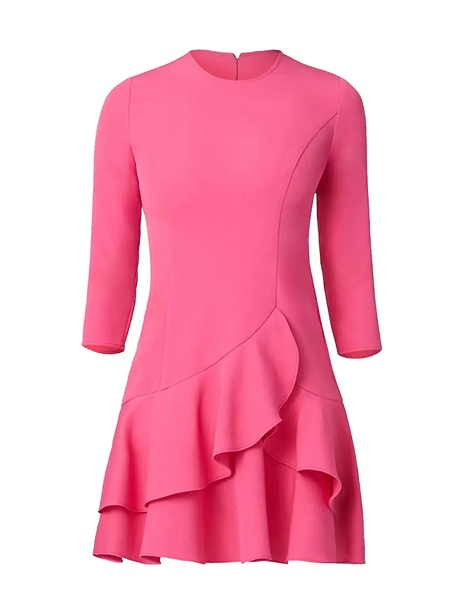 Shoshanna Women's Nessa Ruffled Crepe Minidress - Rose | Image 1 Shoshanna Women's Nessa Ruffled Crepe Minidress - Rose | Image 1