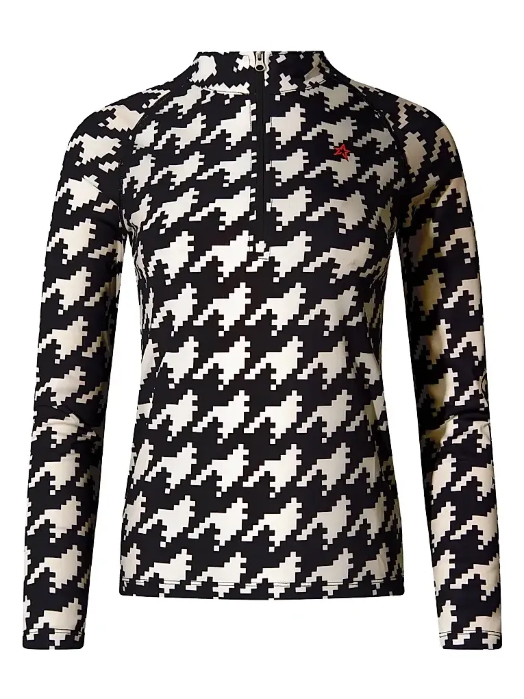 Perfect Moment Women's Base Layer Houndstooth Quarter-Zip Top