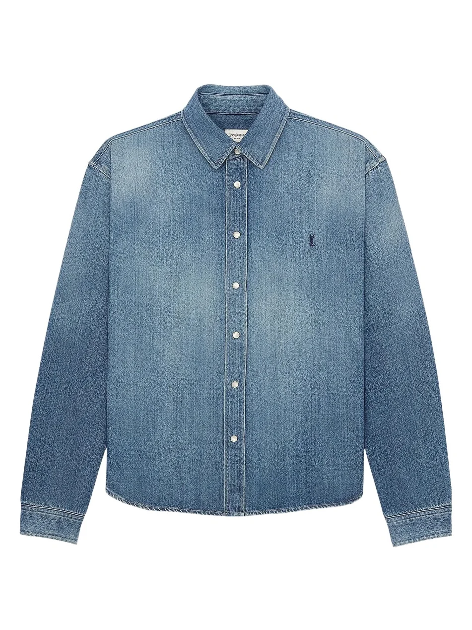 Saint Laurent Men's Cassandre Jean Shirt in Horizon Denim - Horizon Blue