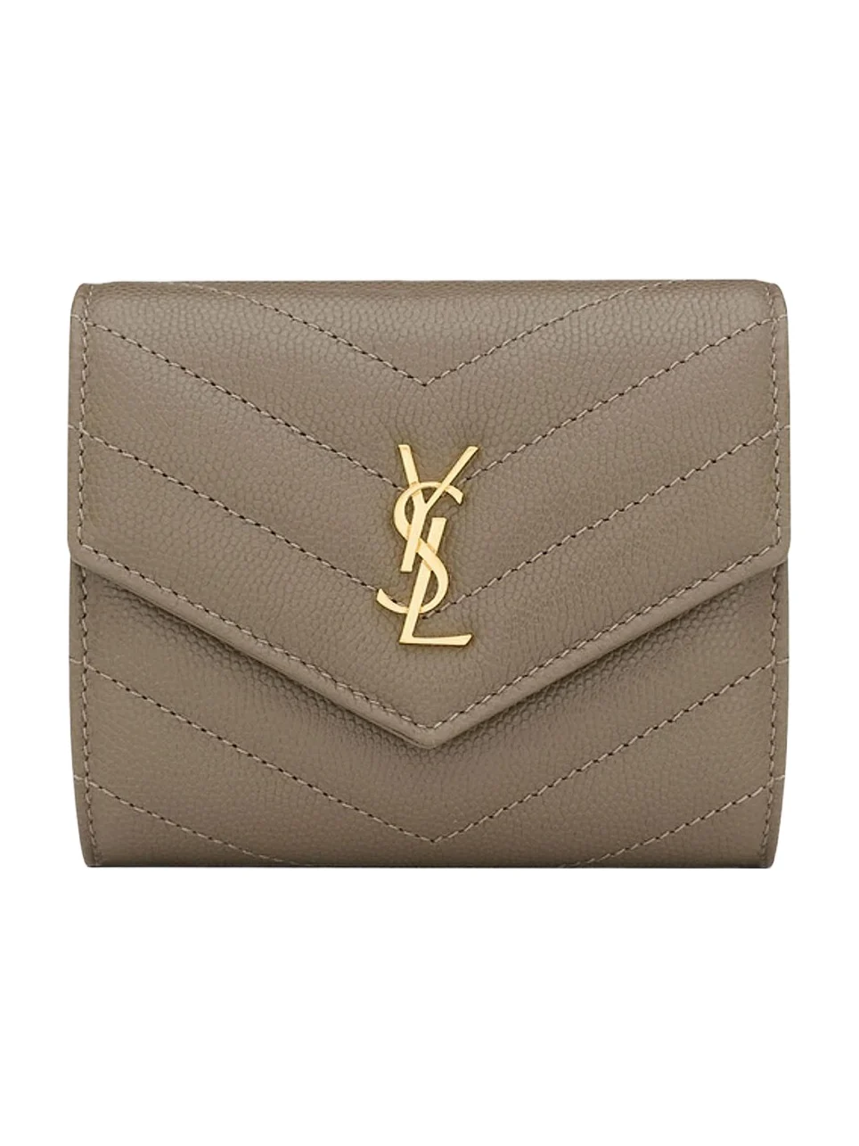 Saint Laurent Women's Cassandre Multi-Fold Wallet in Grain De Poudre Leather