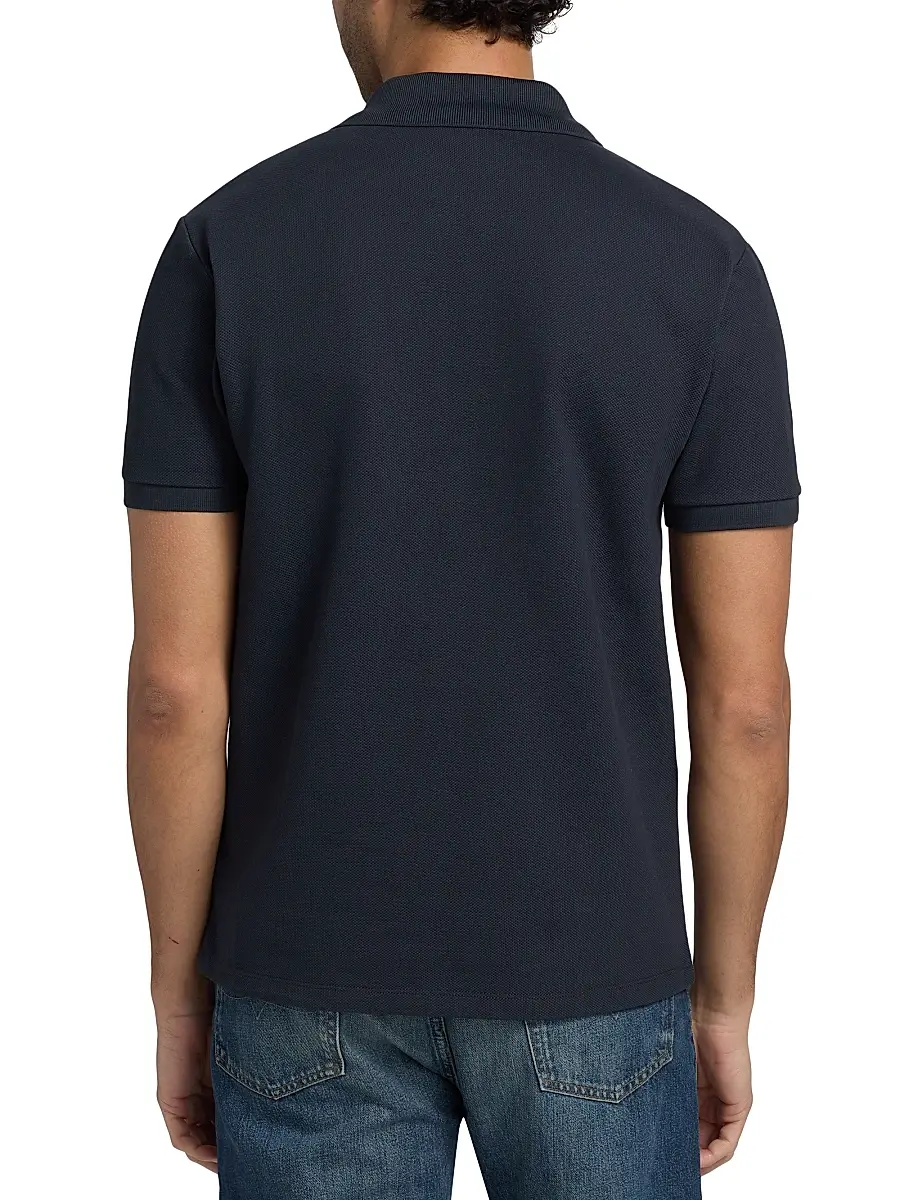 Balmain Men's Monogram Embroidered Polo Shirt - Siv Marine Blanc | Thumbnail 5 Balmain Men's Monogram Embroidered Polo Shirt - Siv Marine Blanc | Thumbnail 5