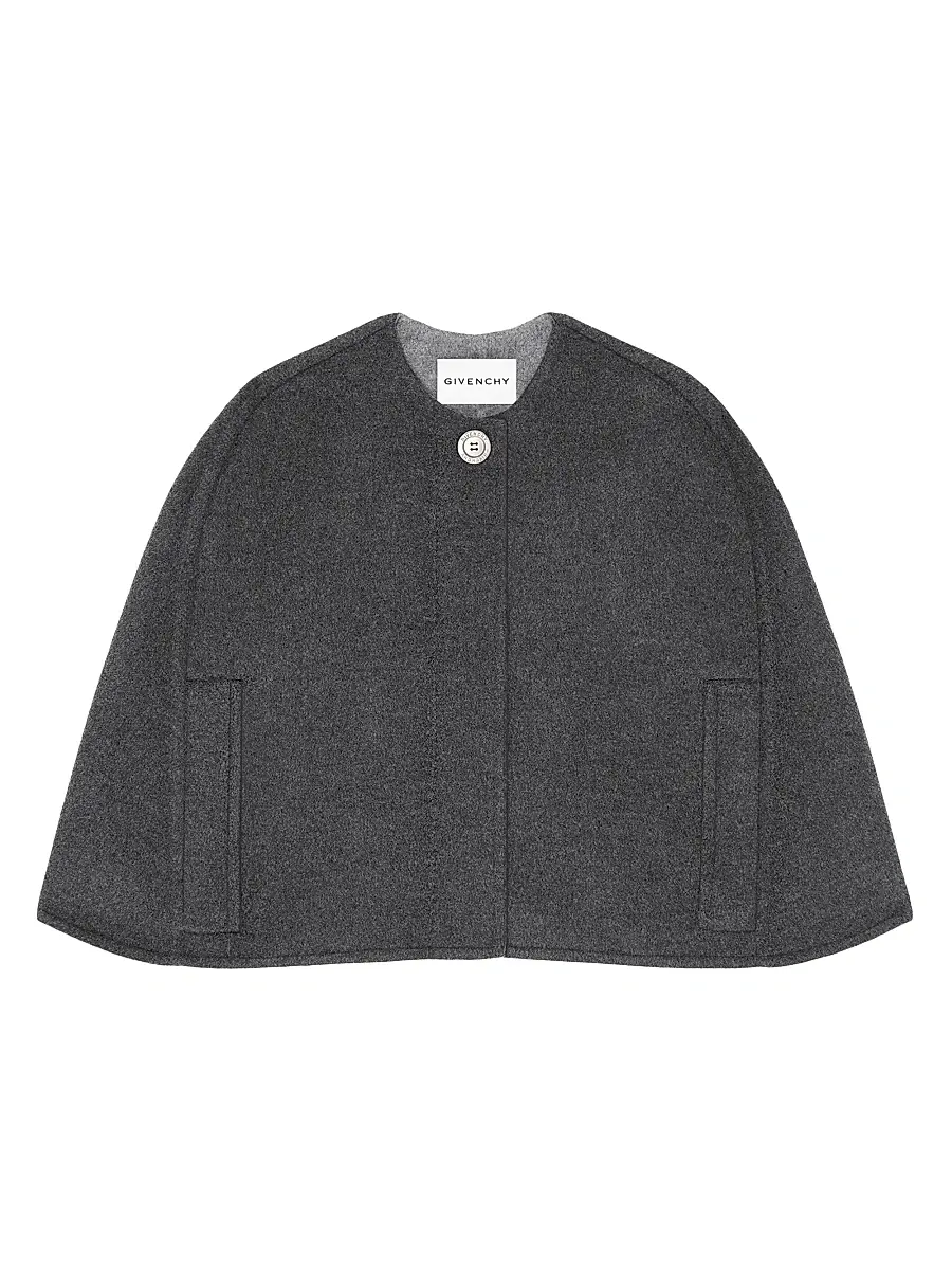 Givenchy Women's Cropped Cape in Wool and Cashmere - Dark Grey | Image 1 Givenchy Women's Cropped Cape in Wool and Cashmere - Dark Grey | Image 1