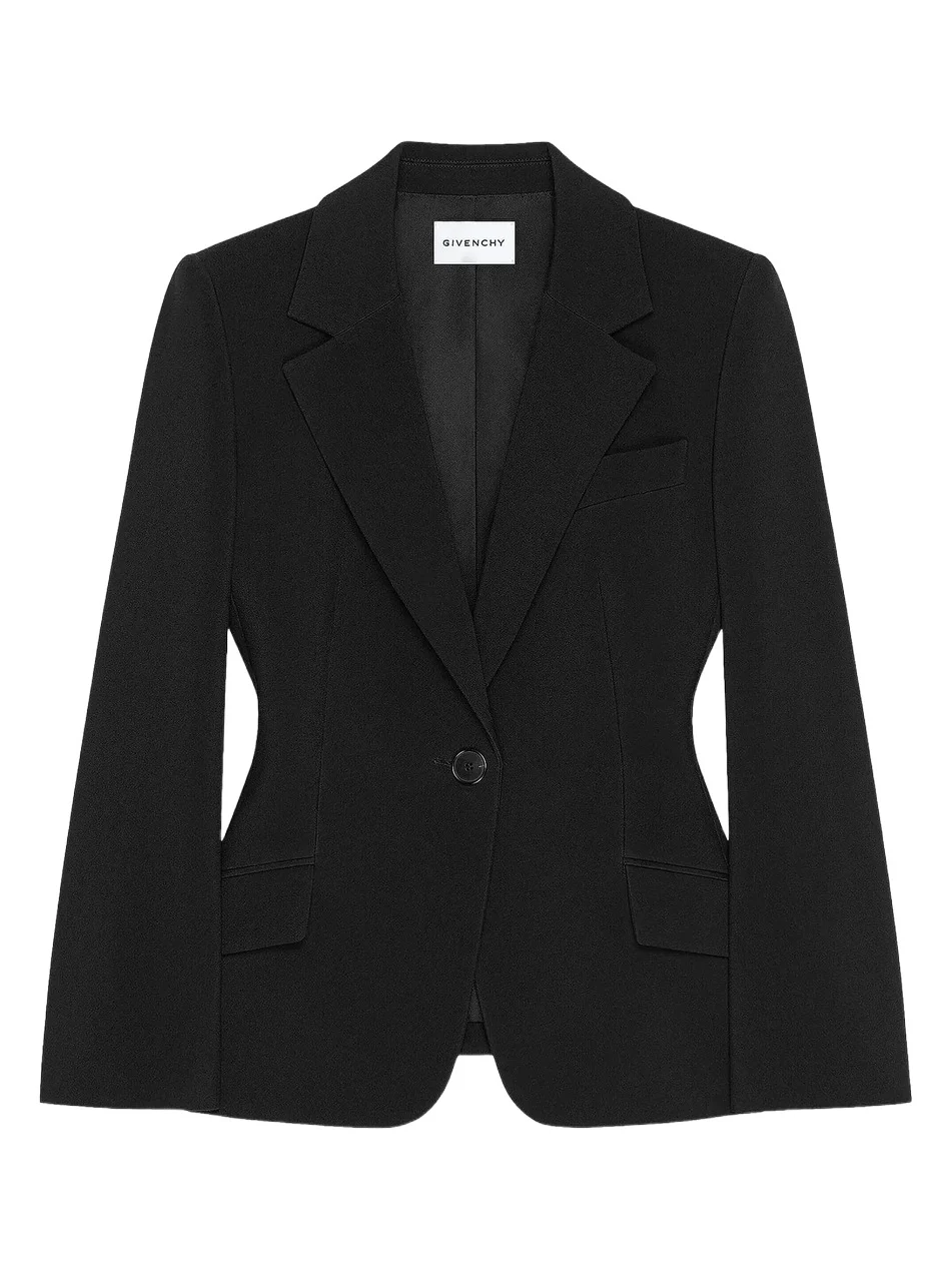 Givenchy Women's Single-Breasted Jacket in Crepe Cady - Black