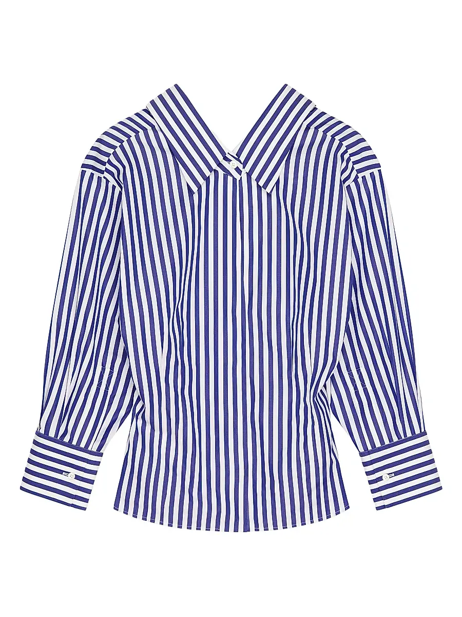 Givenchy Women's Slashed Striped Shirt in Poplin - Electric Blue White | Image 1 Givenchy Women's Slashed Striped Shirt in Poplin - Electric Blue White | Image 1