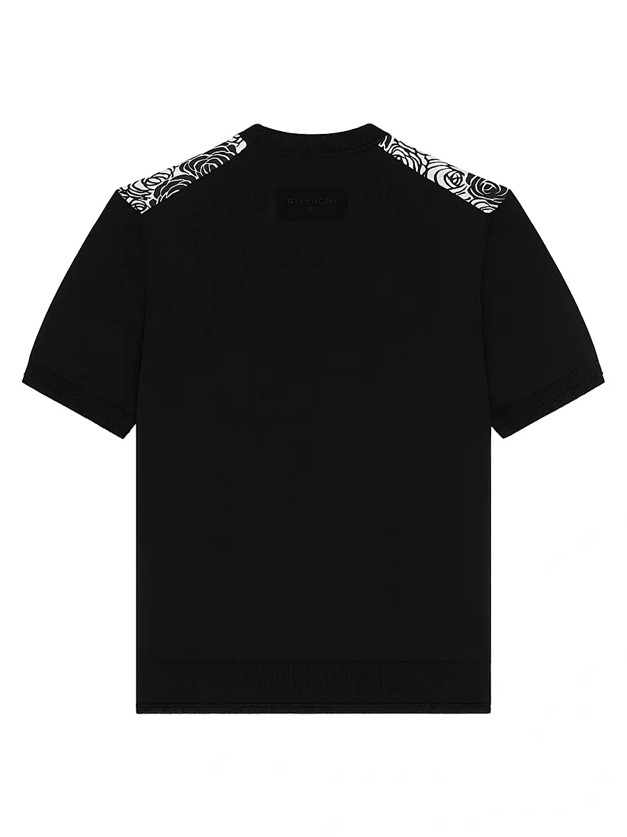 Givenchy Men's T-Shirt in Cotton Knit with Flowers Print - Black | Thumbnail 3 Givenchy Men's T-Shirt in Cotton Knit with Flowers Print - Black | Thumbnail 3