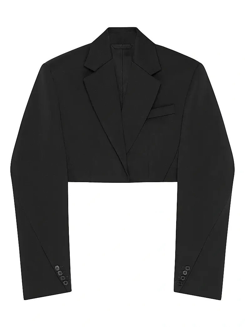 Women's Cropped Cocoon Jacket in Wool - Black Women's Cropped Cocoon Jacket in Wool - Black