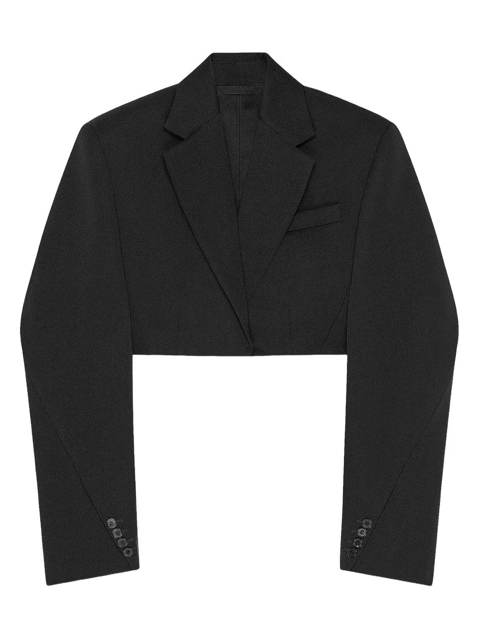 Givenchy Women's Cropped Cocoon Jacket in Wool - Black