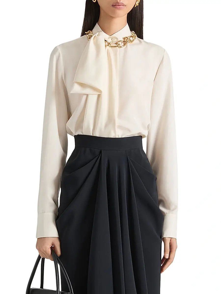 Givenchy Women's Blouse in Silk with Bow Detail - Ecru | Thumbnail 2 Givenchy Women's Blouse in Silk with Bow Detail - Ecru | Thumbnail 2