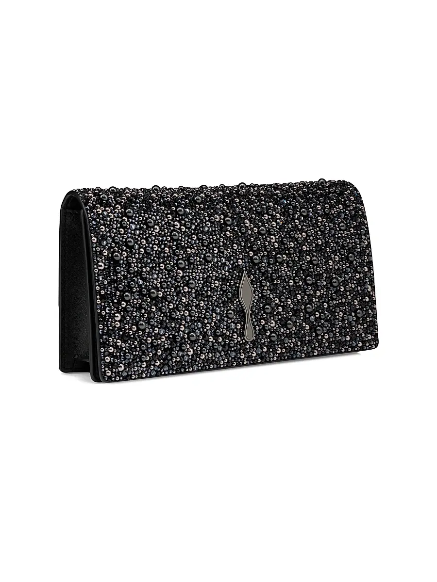 Christian Louboutin Women's Bettina Suede Strass and Pearls Clutch - Black | Thumbnail 2