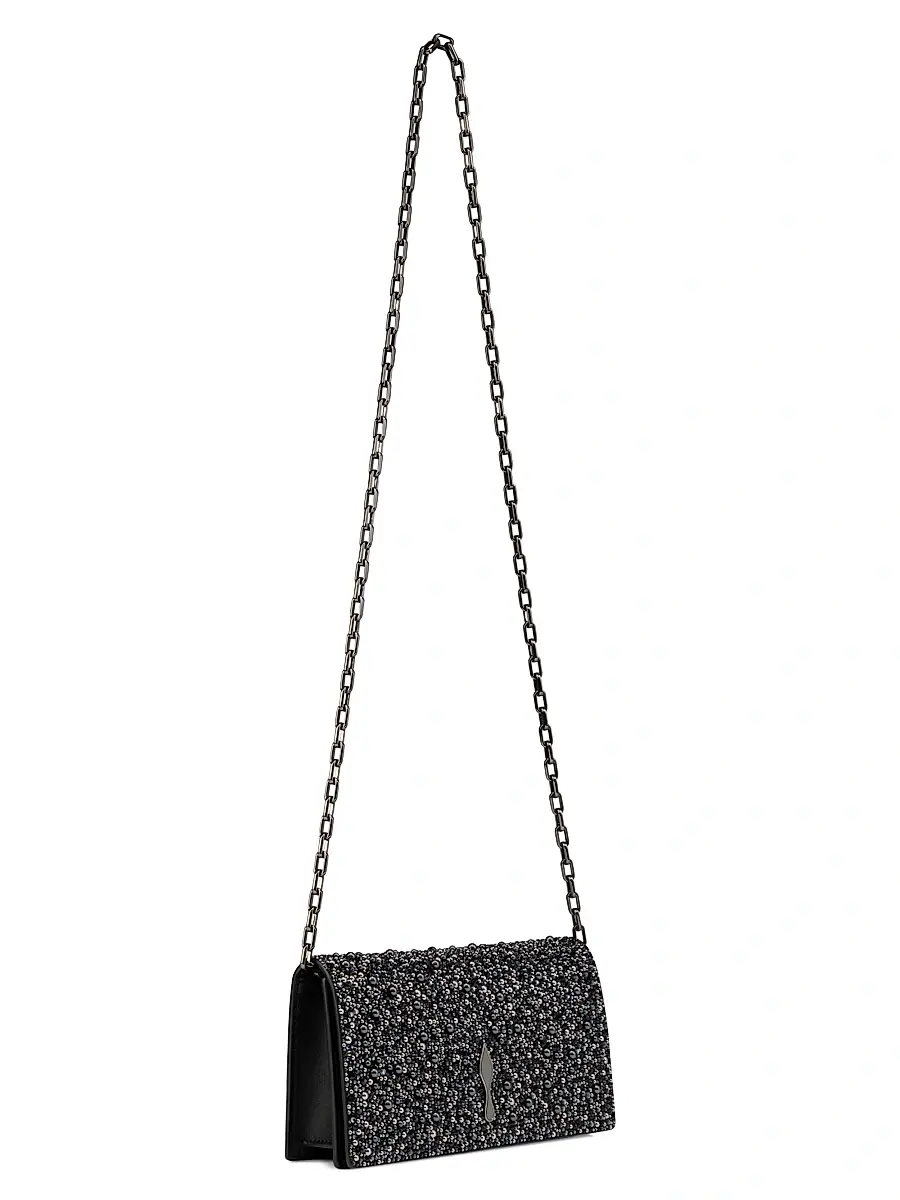 Christian Louboutin Women's Bettina Suede Strass and Pearls Clutch - Black | Thumbnail 3