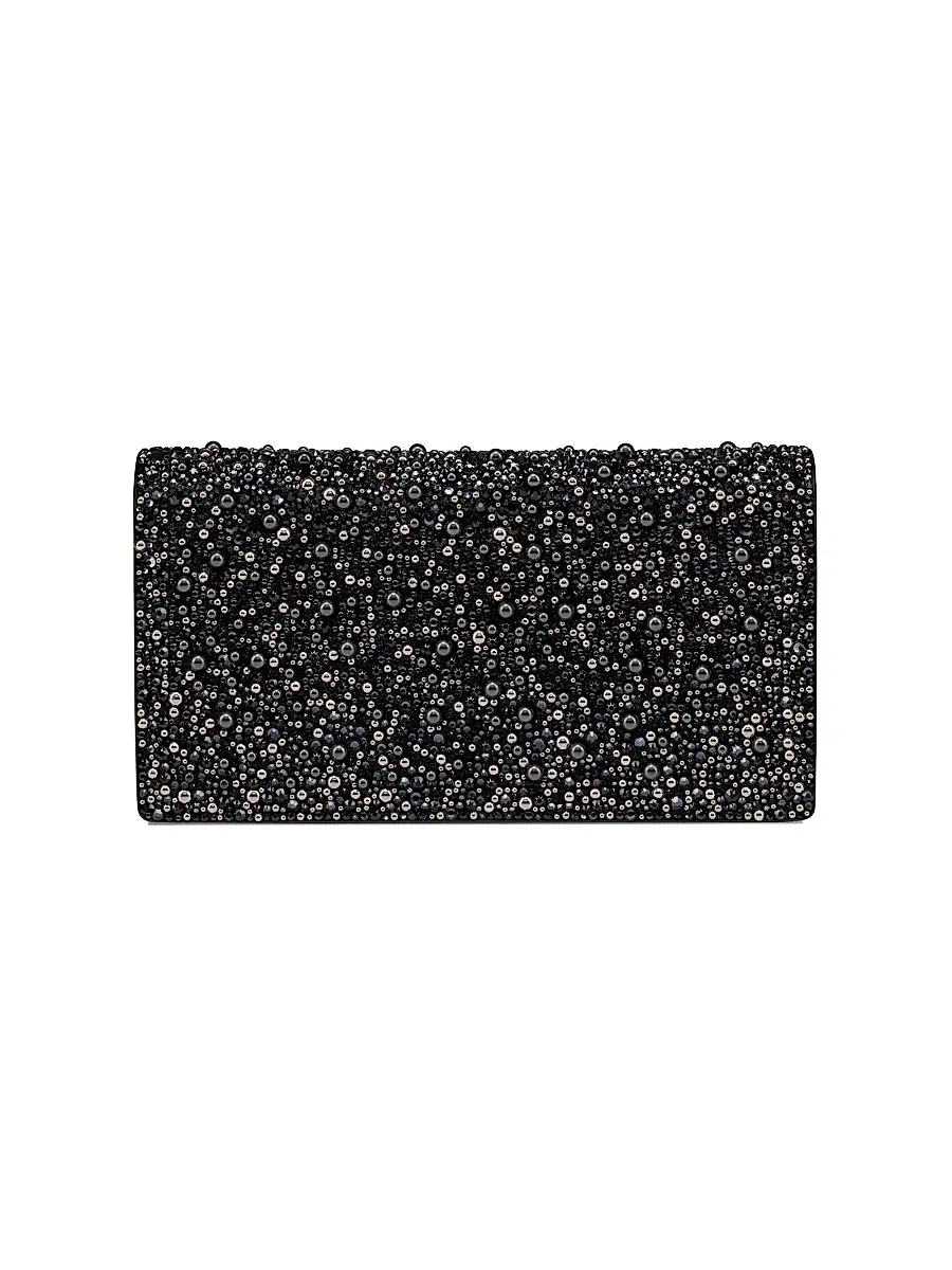 Christian Louboutin Women's Bettina Suede Strass and Pearls Clutch - Black | Thumbnail 4