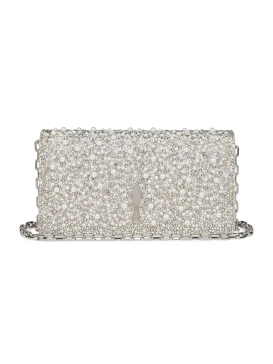 Christian Louboutin Women's Bettina Suede Strass and Pearls Clutch - Black | Thumbnail 6