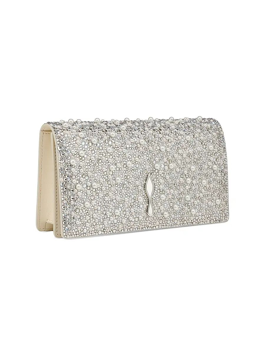 Christian Louboutin Women's Bettina Suede Strass and Pearls Clutch - Black | Thumbnail 7