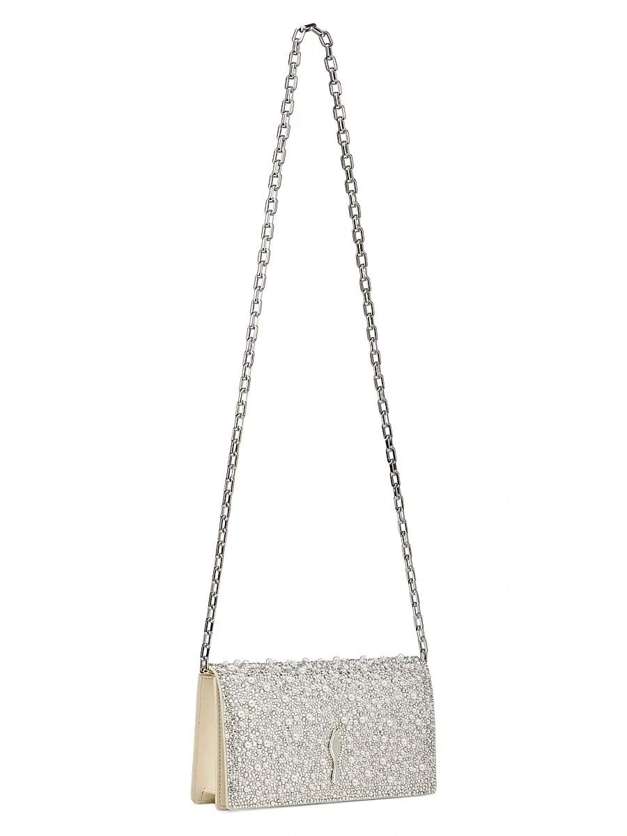 Christian Louboutin Women's Bettina Suede Strass and Pearls Clutch - Black | Thumbnail 8