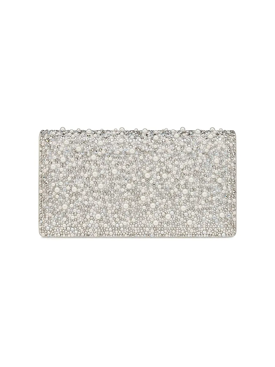 Christian Louboutin Women's Bettina Suede Strass and Pearls Clutch - Black | Thumbnail 9