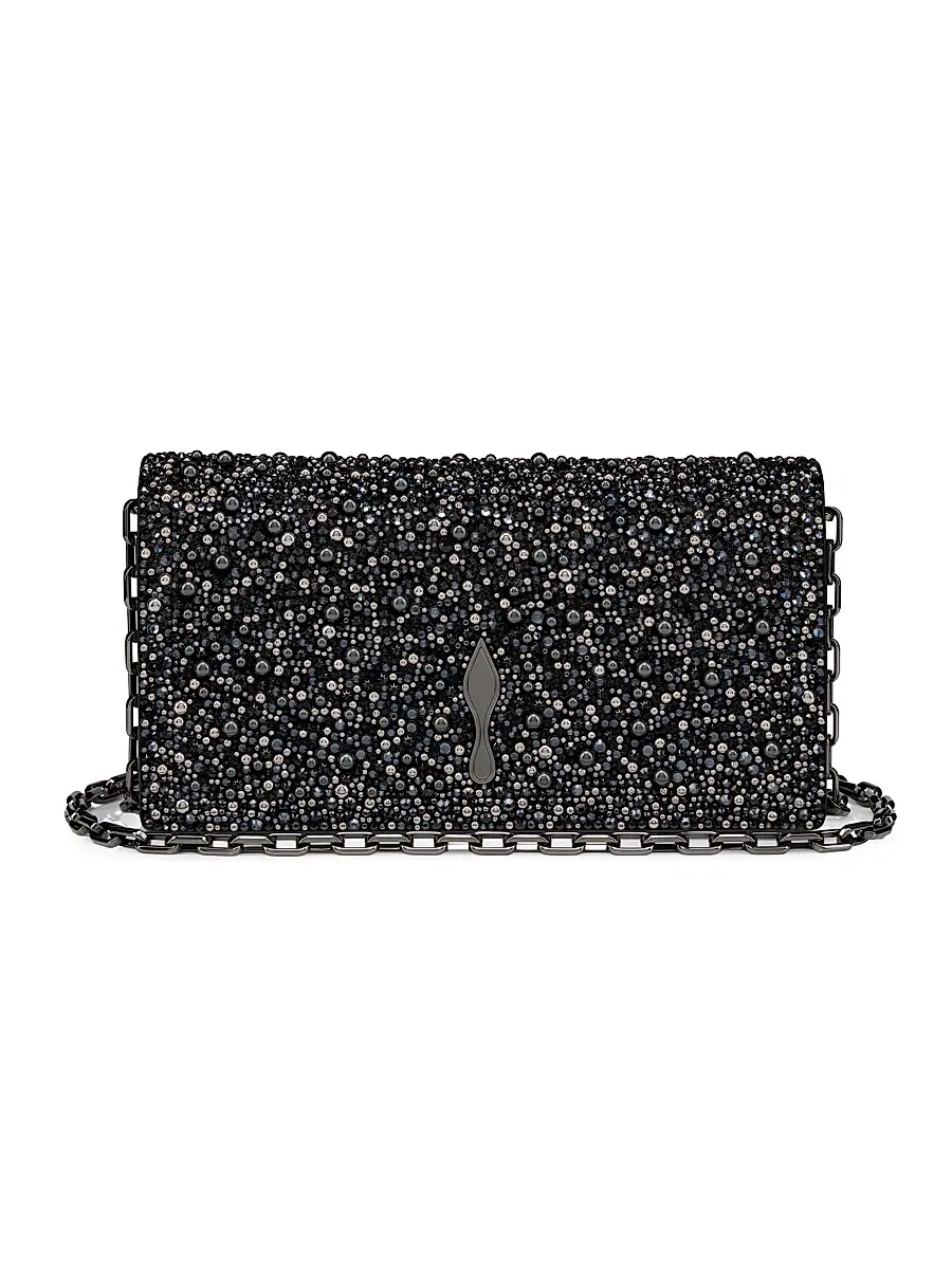 Christian Louboutin Women's Bettina Suede Strass and Pearls Clutch - Black