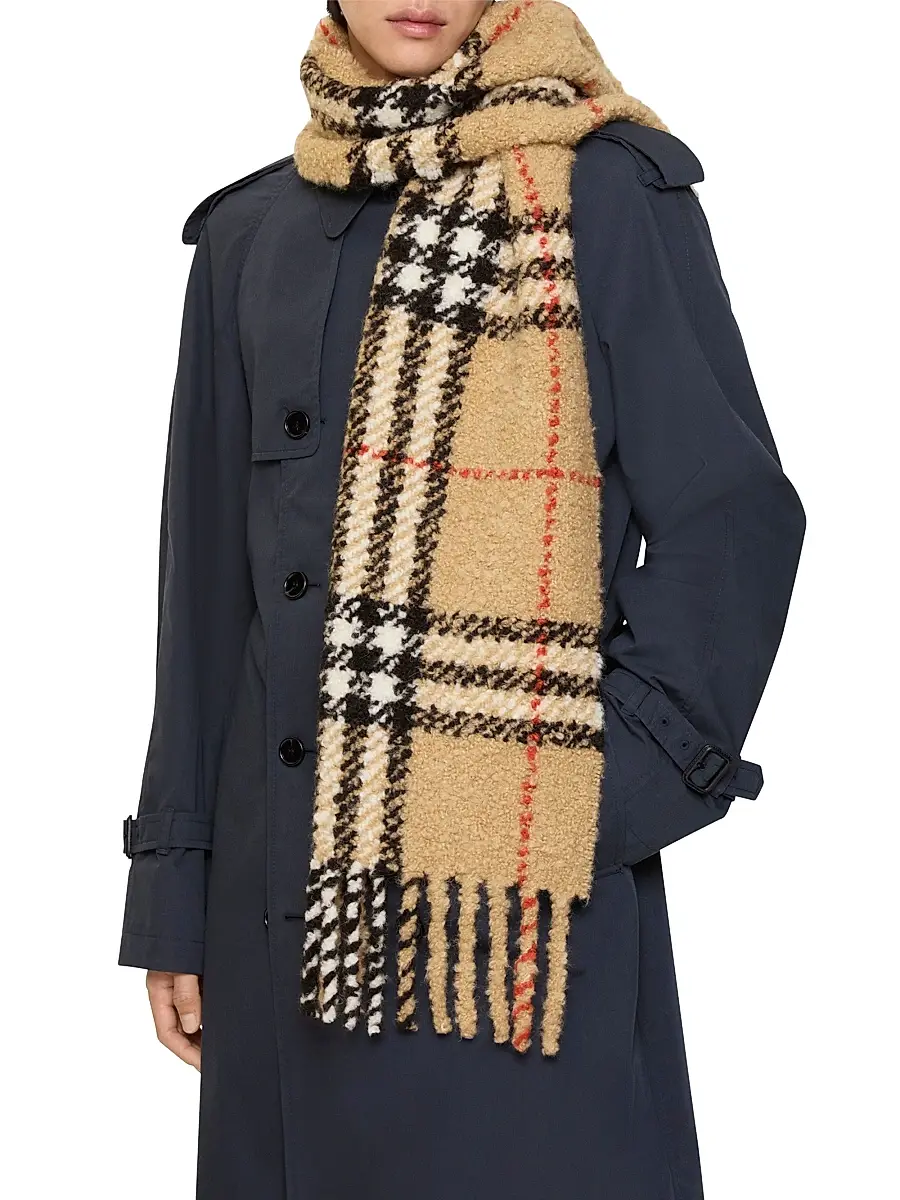 Burberry Men's Check Alpaca-Wool Bouclé Scarf | Thumbnail 4