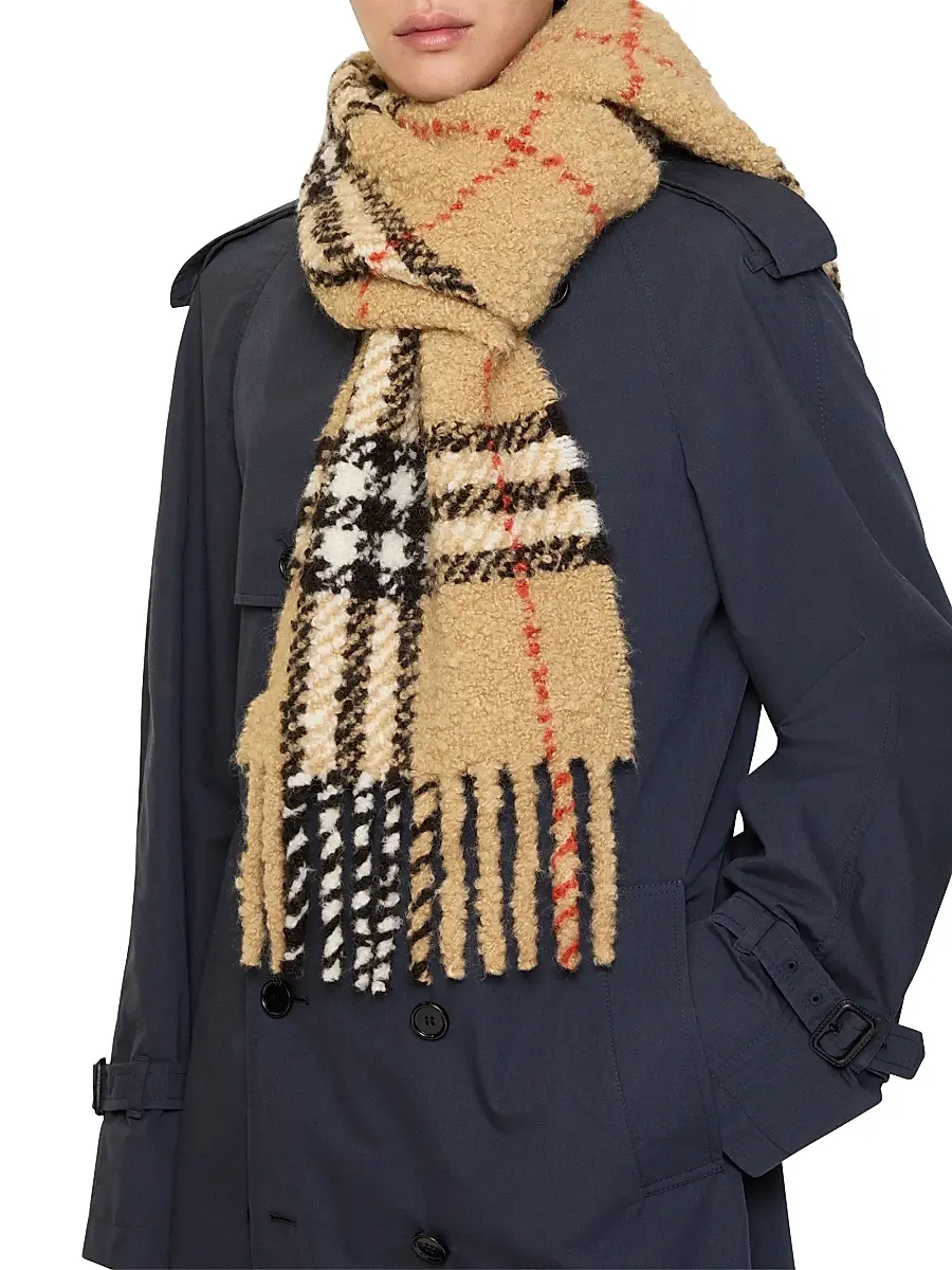 Burberry Men's Check Alpaca-Wool Bouclé Scarf | Thumbnail 5