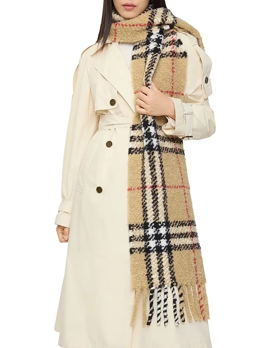 Burberry Men's Check Alpaca-Wool Bouclé Scarf | Thumbnail 6