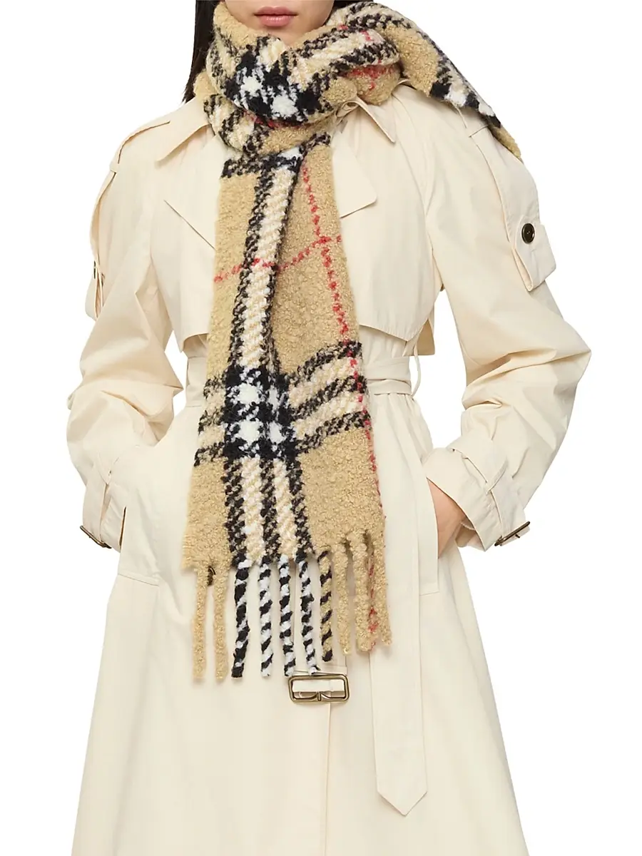 Burberry Men's Check Alpaca-Wool Bouclé Scarf | Thumbnail 7
