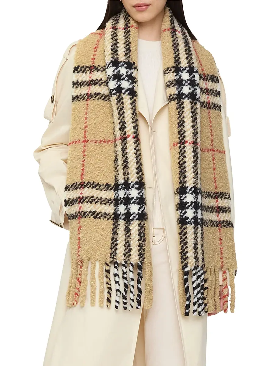Burberry Men's Check Alpaca-Wool Bouclé Scarf | Thumbnail 8