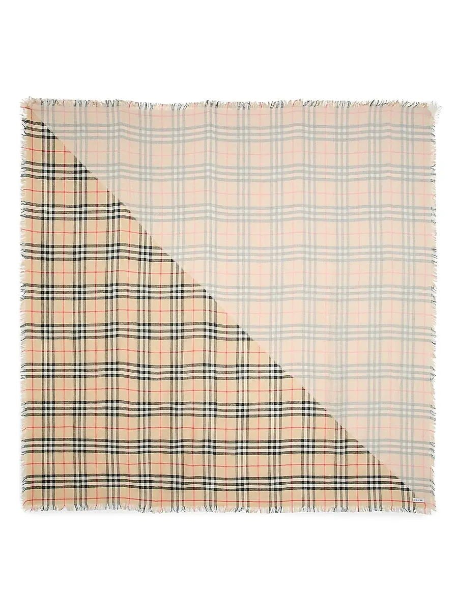 Burberry Women's Check Double-Layered Wool-Silk Scarf | Thumbnail 4 Burberry Women's Check Double-Layered Wool-Silk Scarf | Thumbnail 4