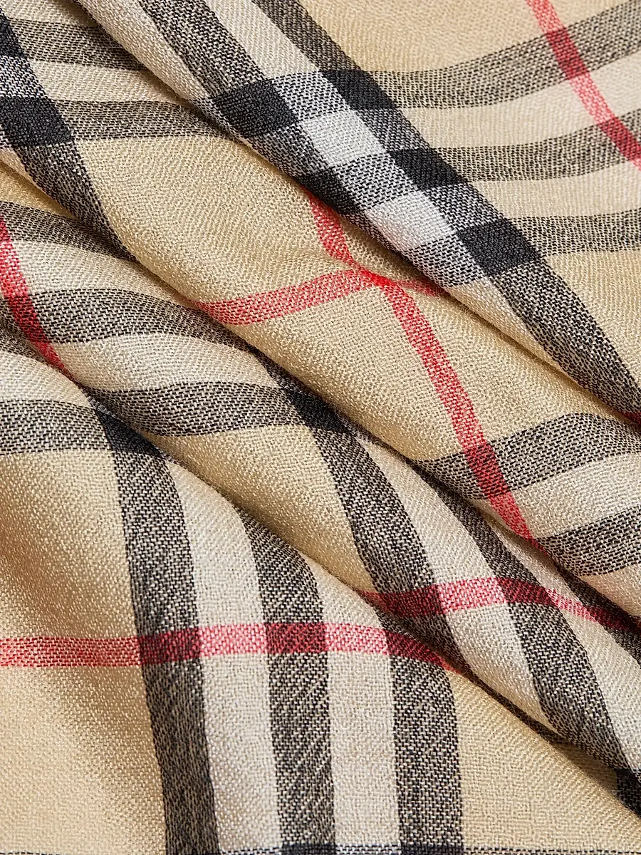 Burberry Women's Check Double-Layered Wool-Silk Scarf | Thumbnail 5 Burberry Women's Check Double-Layered Wool-Silk Scarf | Thumbnail 5