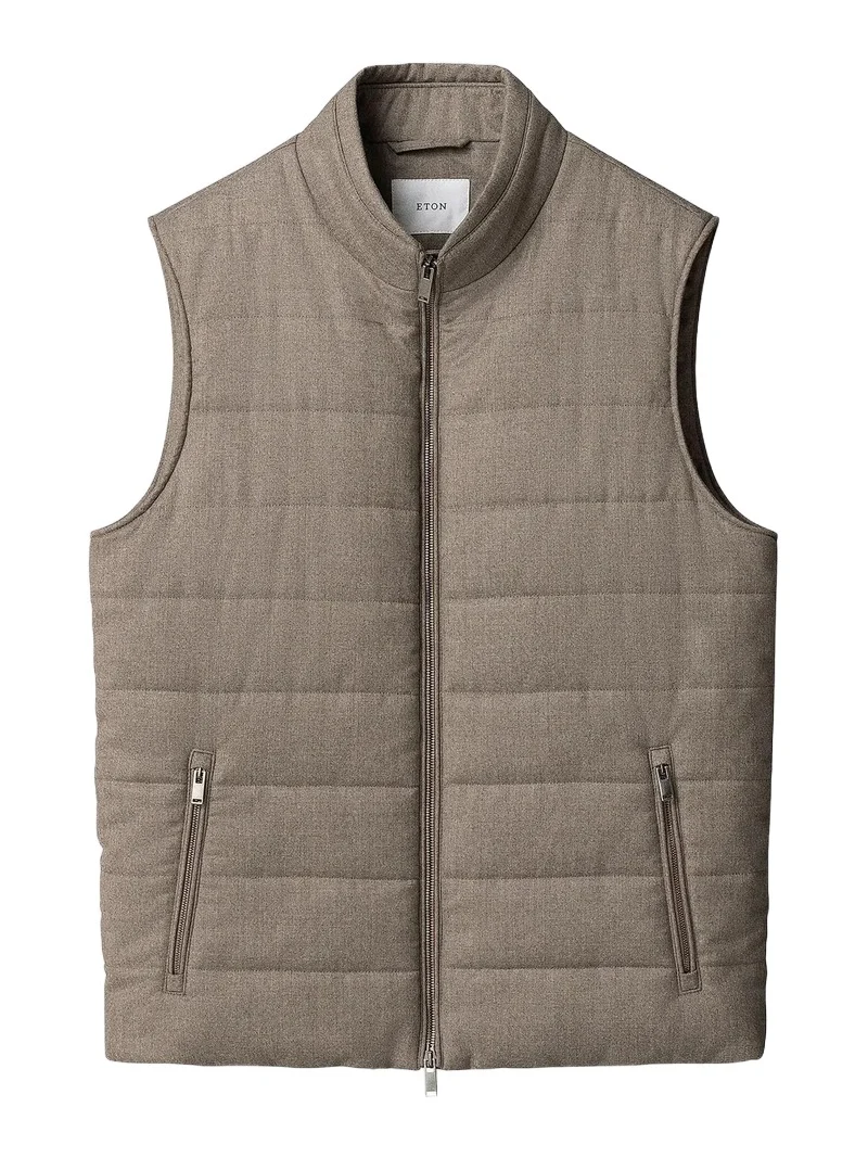 Men's Quilted Wool Zip-Front Vest Men's Quilted Wool Zip-Front Vest
