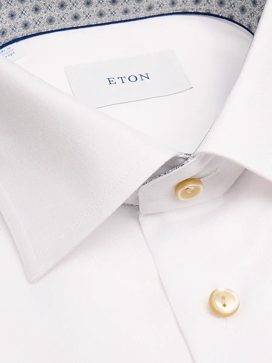 Eton Men's Cotton Medallion-Lined Dress Slim-Fit Shirt - White | Thumbnail 2 Eton Men's Cotton Medallion-Lined Dress Slim-Fit Shirt - White | Thumbnail 2