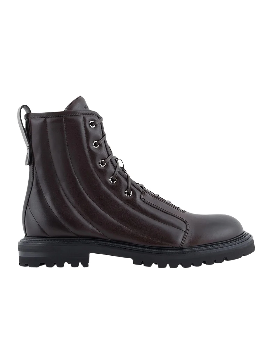 Giorgio Armani Men's Quilted Leather Combat Boots