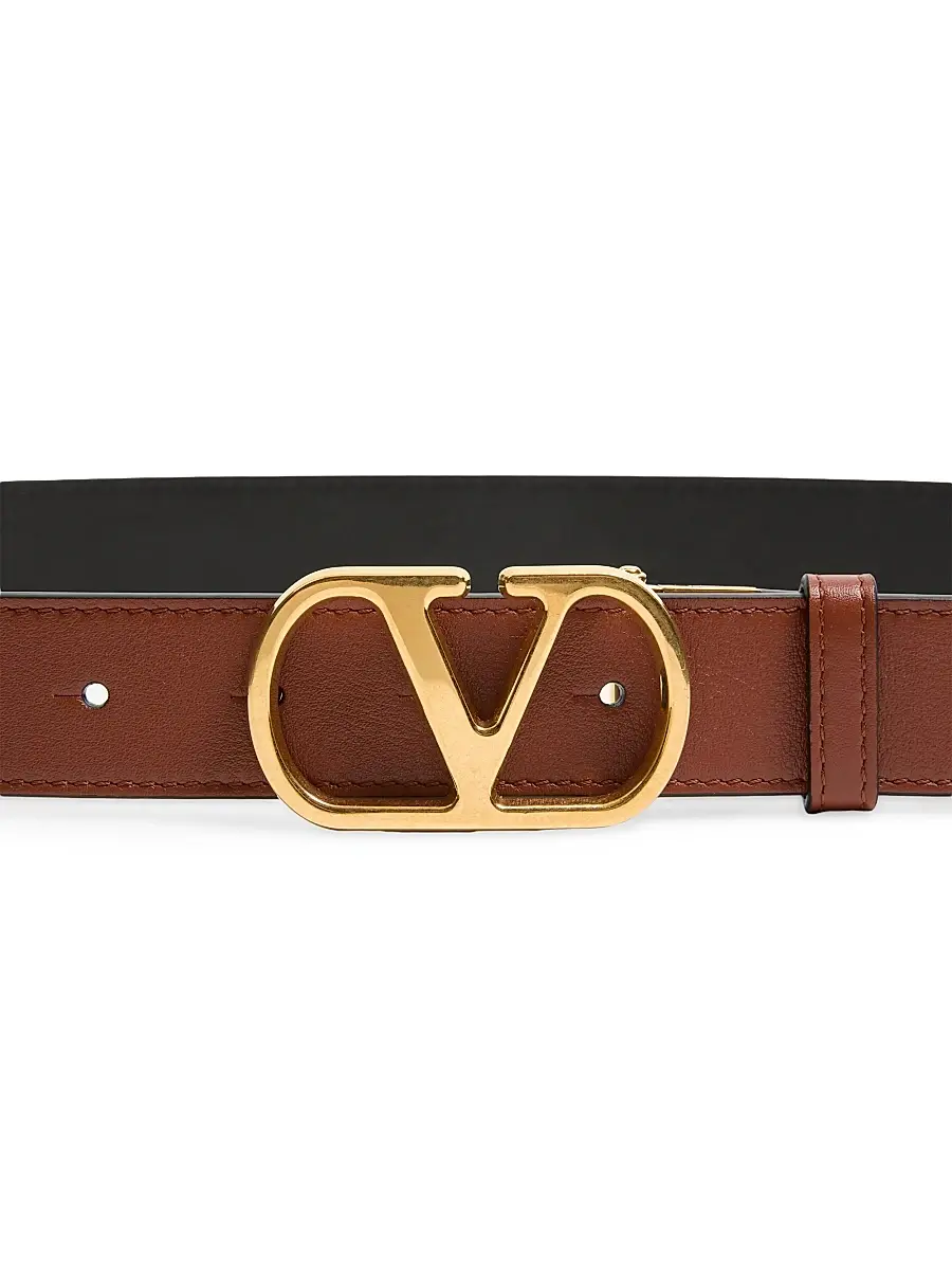 Valentino Women's Vlogo Signature Reversible Shiny Calfskin Belt 30MM | Thumbnail 4 Valentino Women's Vlogo Signature Reversible Shiny Calfskin Belt 30MM | Thumbnail 4
