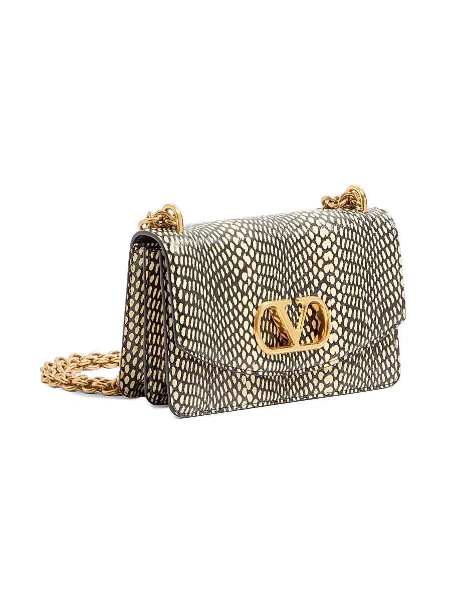 Valentino Garavani Women's Vain Elaphe Leather Shoulder Bag with Cobra Print - Black Multicolor | Thumbnail 2