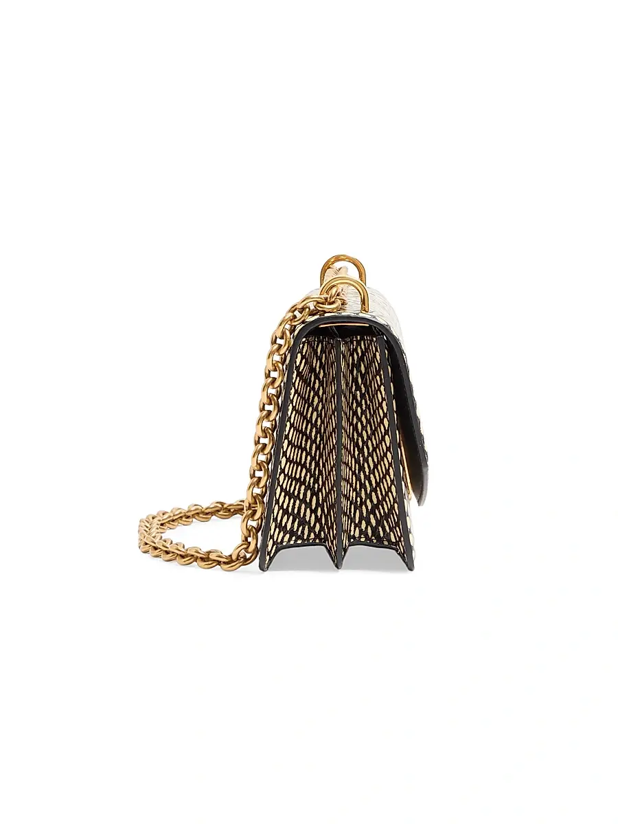 Valentino Garavani Women's Vain Elaphe Leather Shoulder Bag with Cobra Print - Black Multicolor | Thumbnail 3