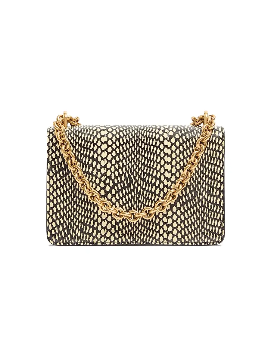Valentino Garavani Women's Vain Elaphe Leather Shoulder Bag with Cobra Print - Black Multicolor | Thumbnail 4