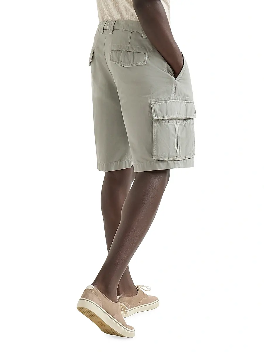 Brunello Cucinelli Men's Bermuda Shorts in Twisted Cotton Gabardine with Cargo Pockets | Thumbnail 3 Brunello Cucinelli Men's Bermuda Shorts in Twisted Cotton Gabardine with Cargo Pockets | Thumbnail 3