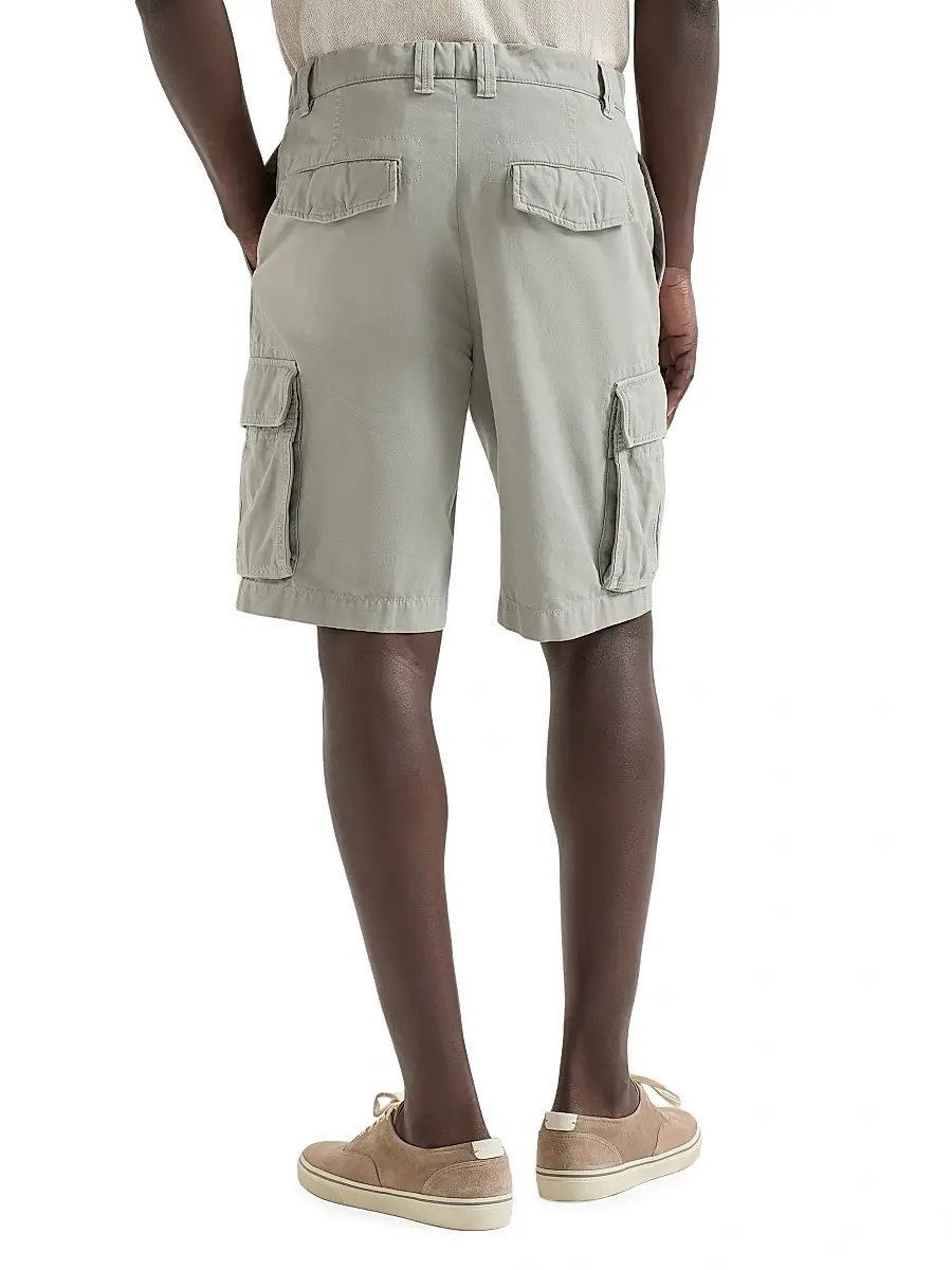 Brunello Cucinelli Men's Bermuda Shorts in Twisted Cotton Gabardine with Cargo Pockets | Thumbnail 4 Brunello Cucinelli Men's Bermuda Shorts in Twisted Cotton Gabardine with Cargo Pockets | Thumbnail 4